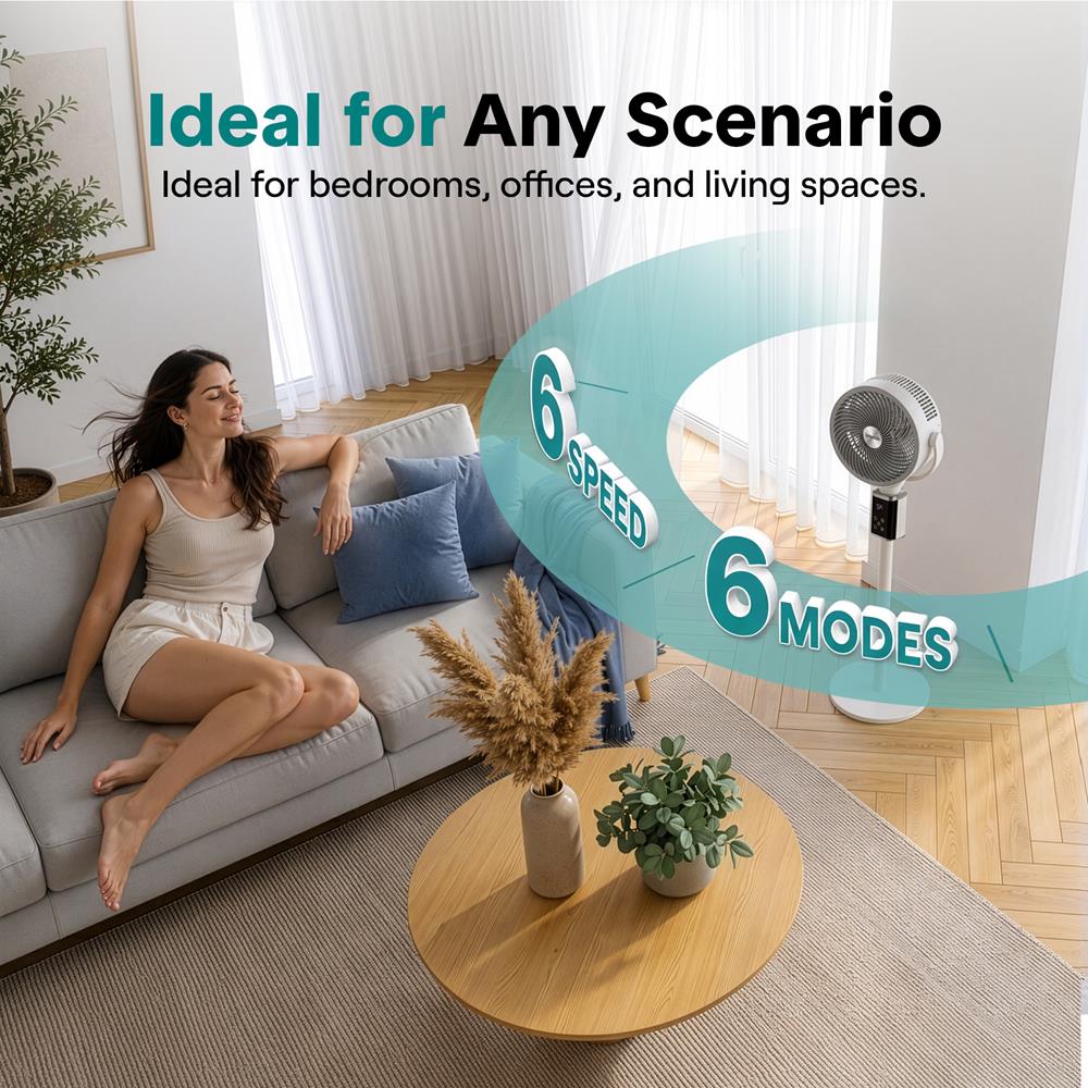 Serenelife Portable SLFNST6AS Standventilator Weiss 45W