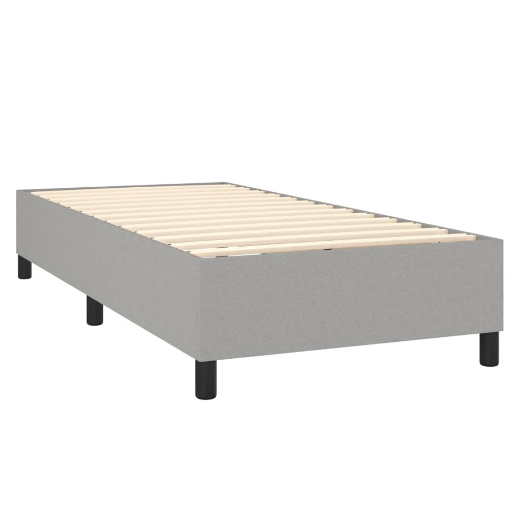 vidaXL Boxspringbett Hellgrau 100x200 cm Stoff mit Matratze LED