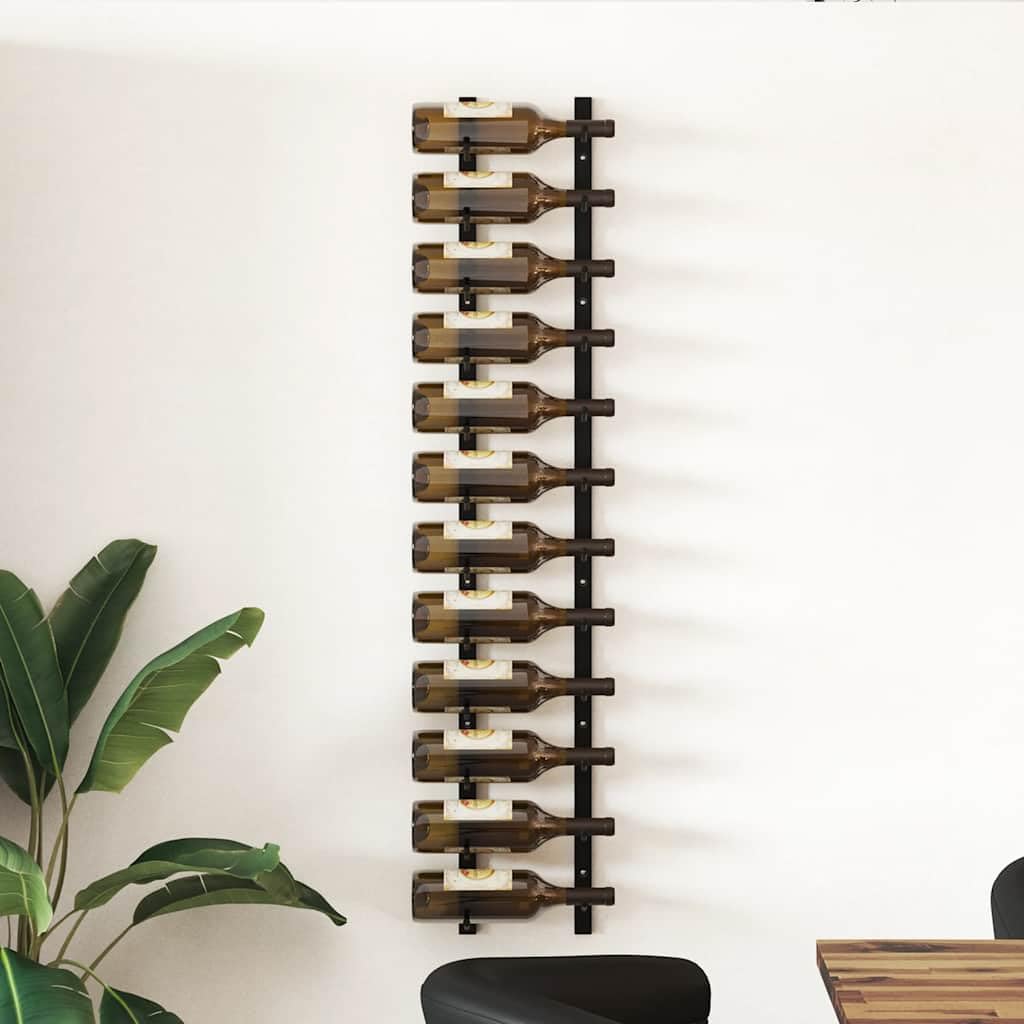 vidaXL Weinregal 12 Flaschen Wand schwarz Eisen