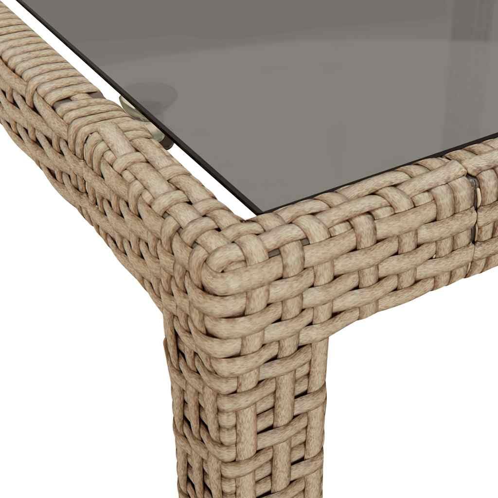 vidaXL Gartentisch Rattan beige Glas 190x90x75cm