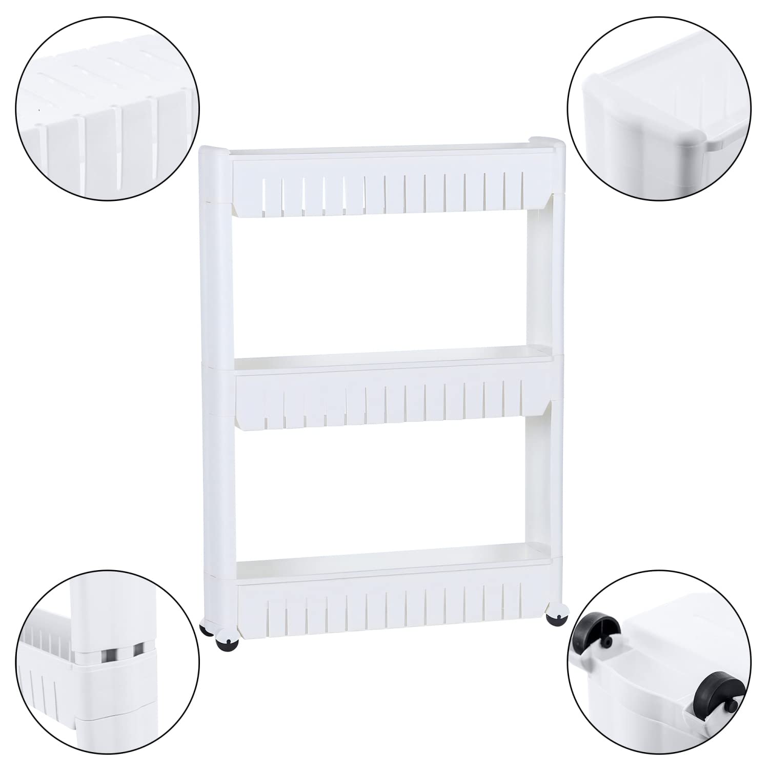 Intirilife Rollwagen Kunststoff weiß 54x12x71cm 3 Ebenen