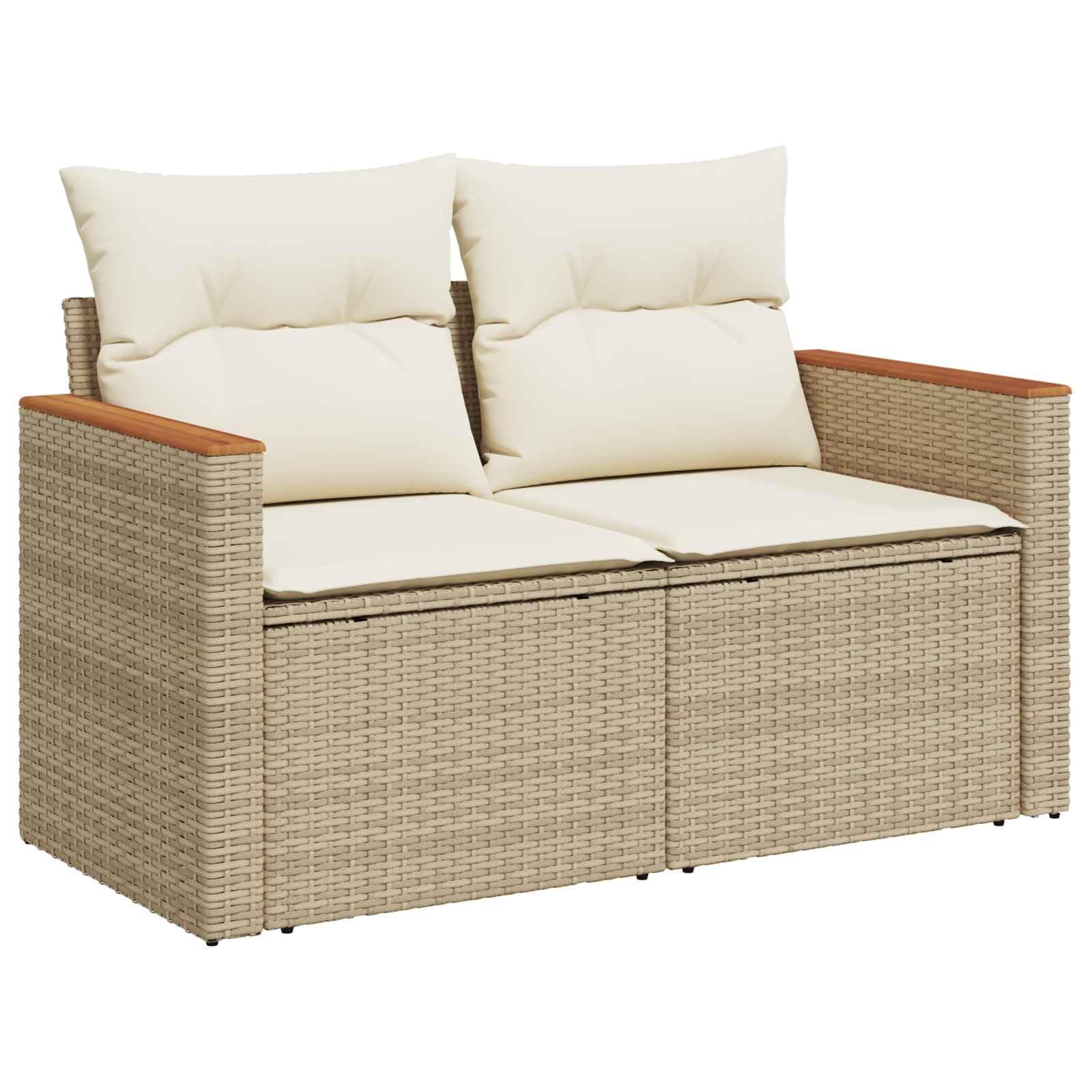 vidaXL Gartensofa-Set 8-tlg Beige Poly-Rattan 90 cm Tisch