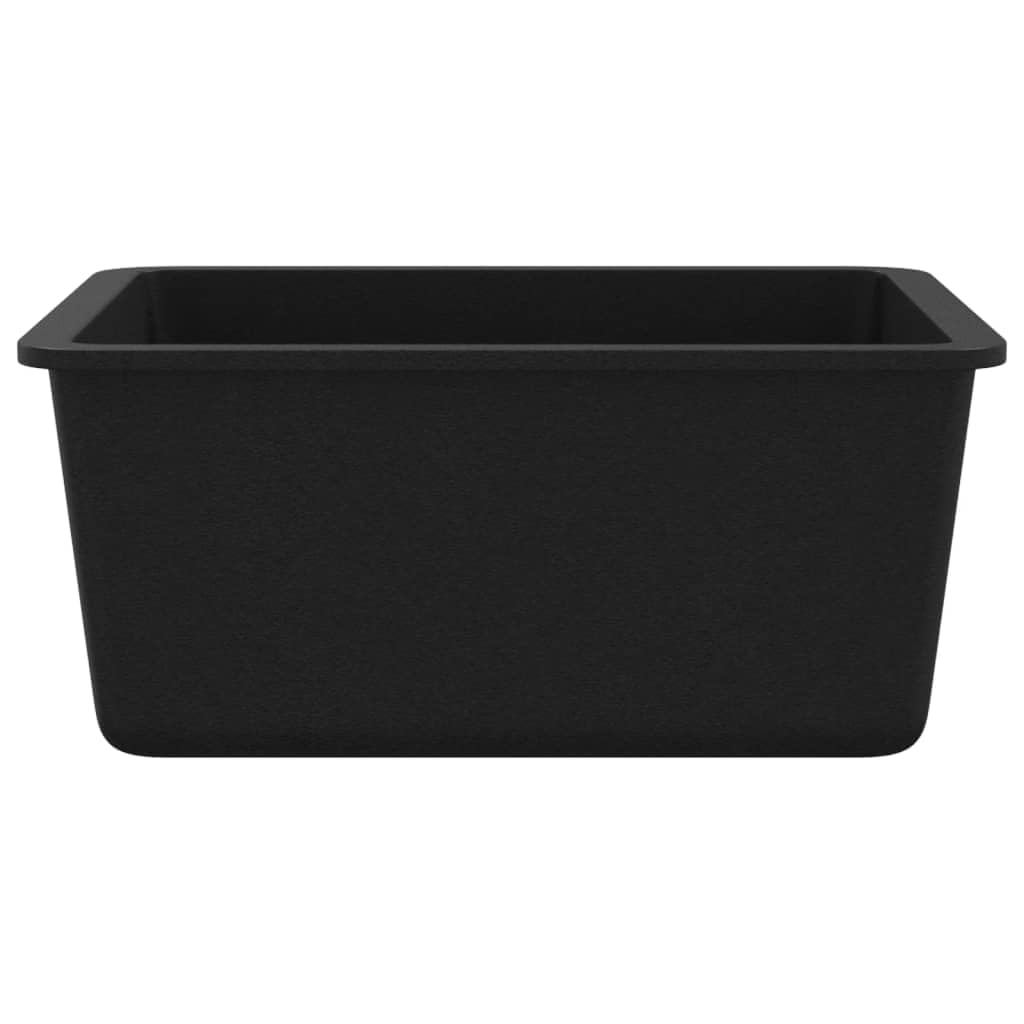 vidaXL Granitspüle Einzelbecken Schwarz Spüle 42 cm hitzebeständig