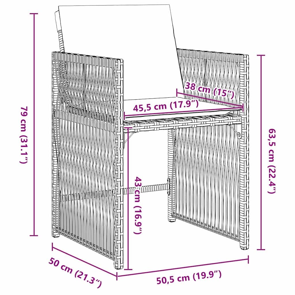 vidaXL Heim & Garten Essgruppe 9-tlg Beige Polyrattan Glastisch