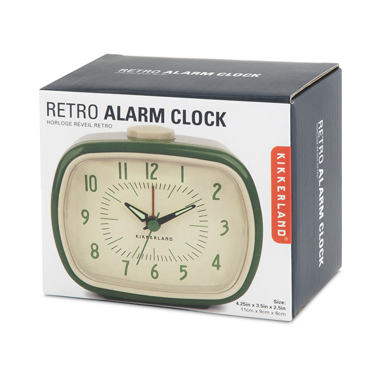 Kikkerland Home Retro Wecker Grün Analog mit Alarm