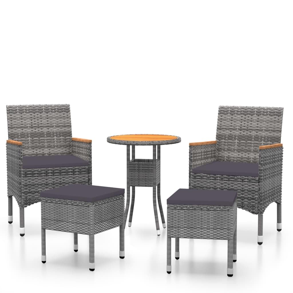 vidaXL Garten-Lounge-Set 5-TLG. Poly Rattan Schwarz