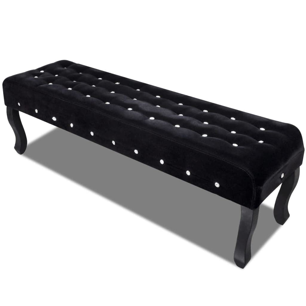 vidaXL Sitzbank Schwarz Samt 157 cm Kristallknöpfe