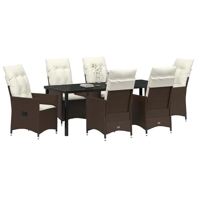 vidaXL Garten Essgruppe 7-tlg Poly-Rattan Braun UV-beständig