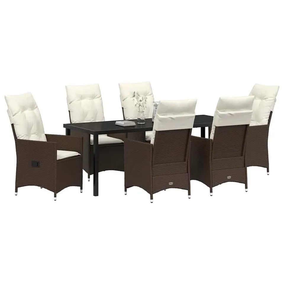 vidaXL Garten Essgruppe 7-tlg Poly-Rattan Braun UV-beständig