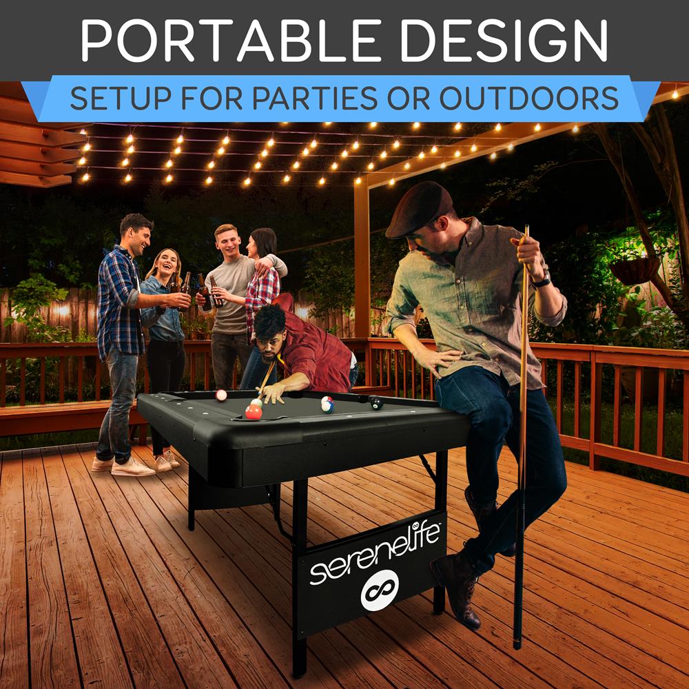 Serenelife Game Tables SLPLTB76BK Billardtisch 6ft Grün klappbar