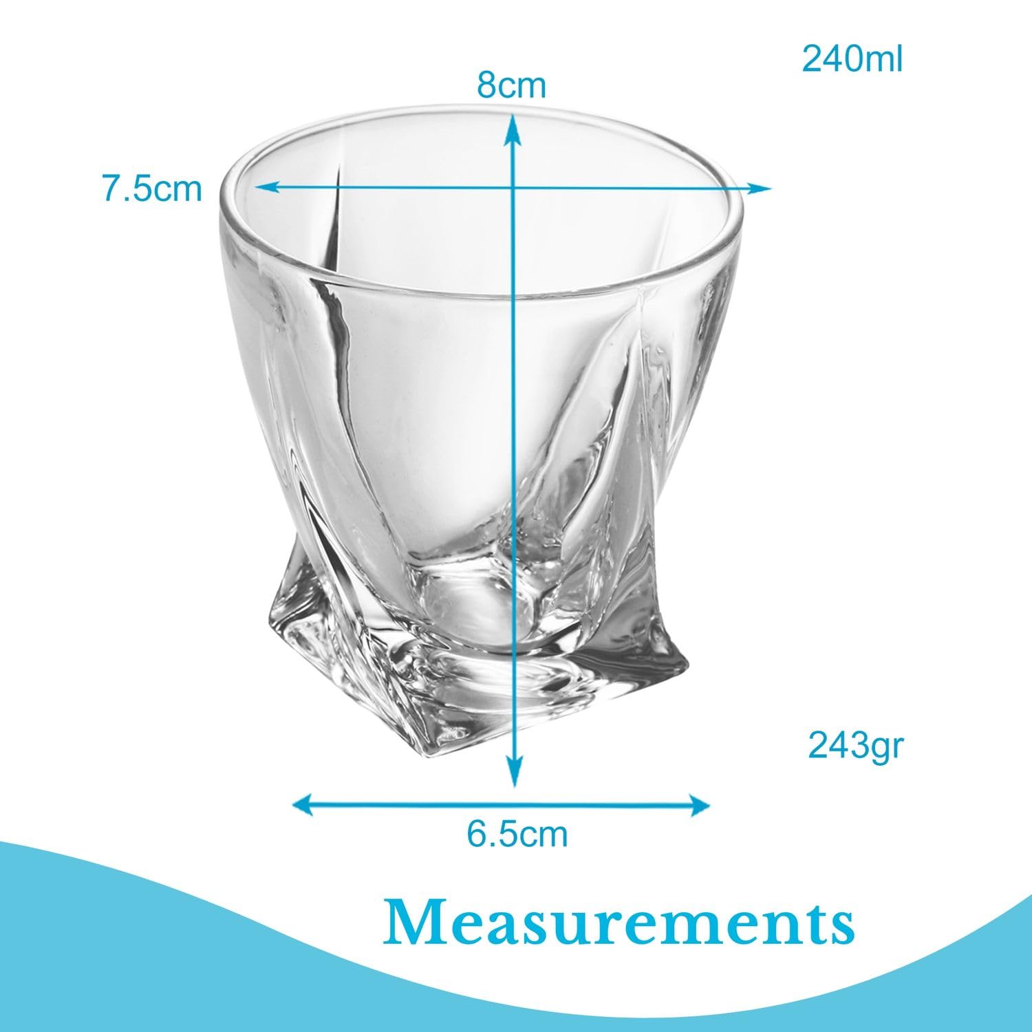Intirilife Whisky Gläser Set Twisted 2 Stück 260 ml Kristall