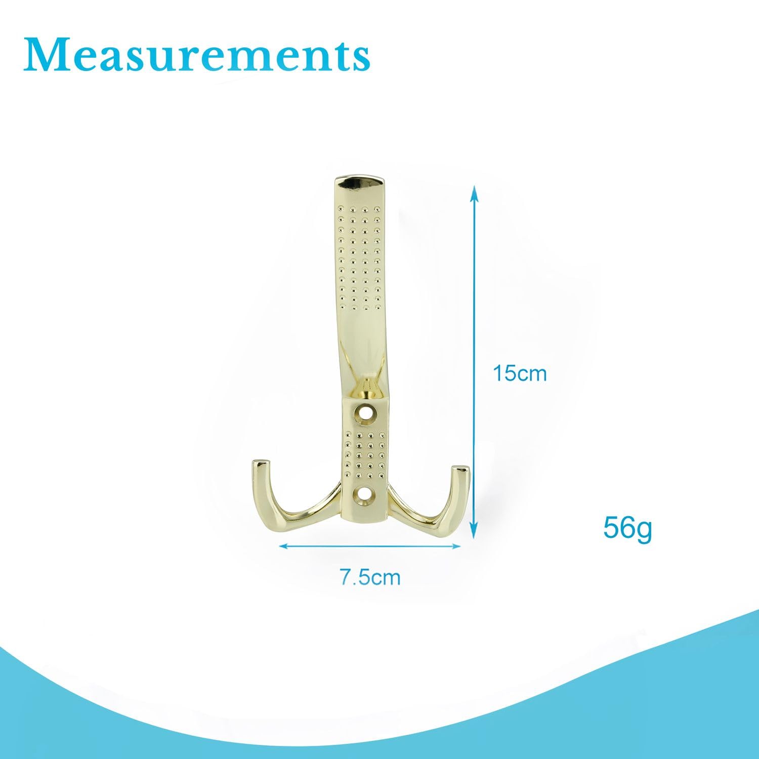 Intirilife Garderobenhaken Doppelhaken Gold 15 cm