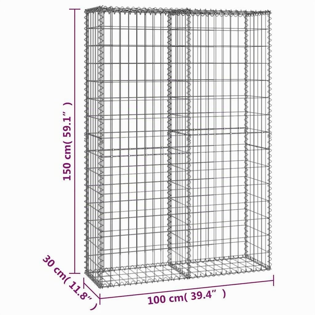 vidaXL Steinkorb Gabione Deckel Stahl 150x100x30 cm