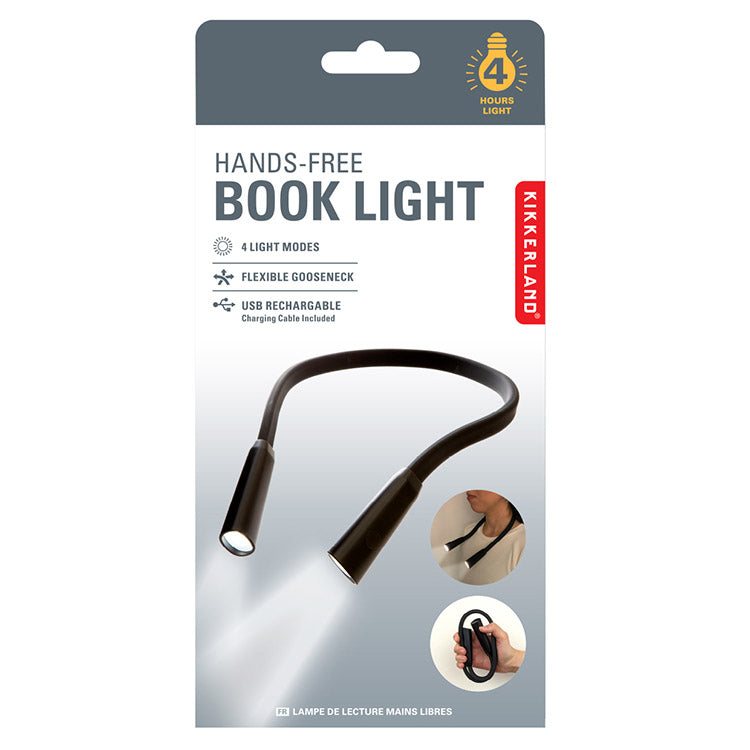 Kikkerland Hands-Free Book Light Leselampe USB Bernstein Weiß