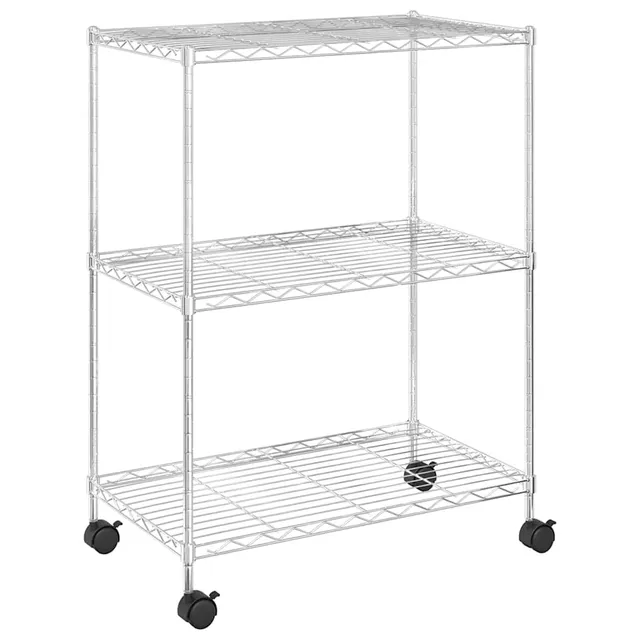 vidaXL Lagerregal Chrom 60x35x81 cm 3 Böden mit Rollen Eisen