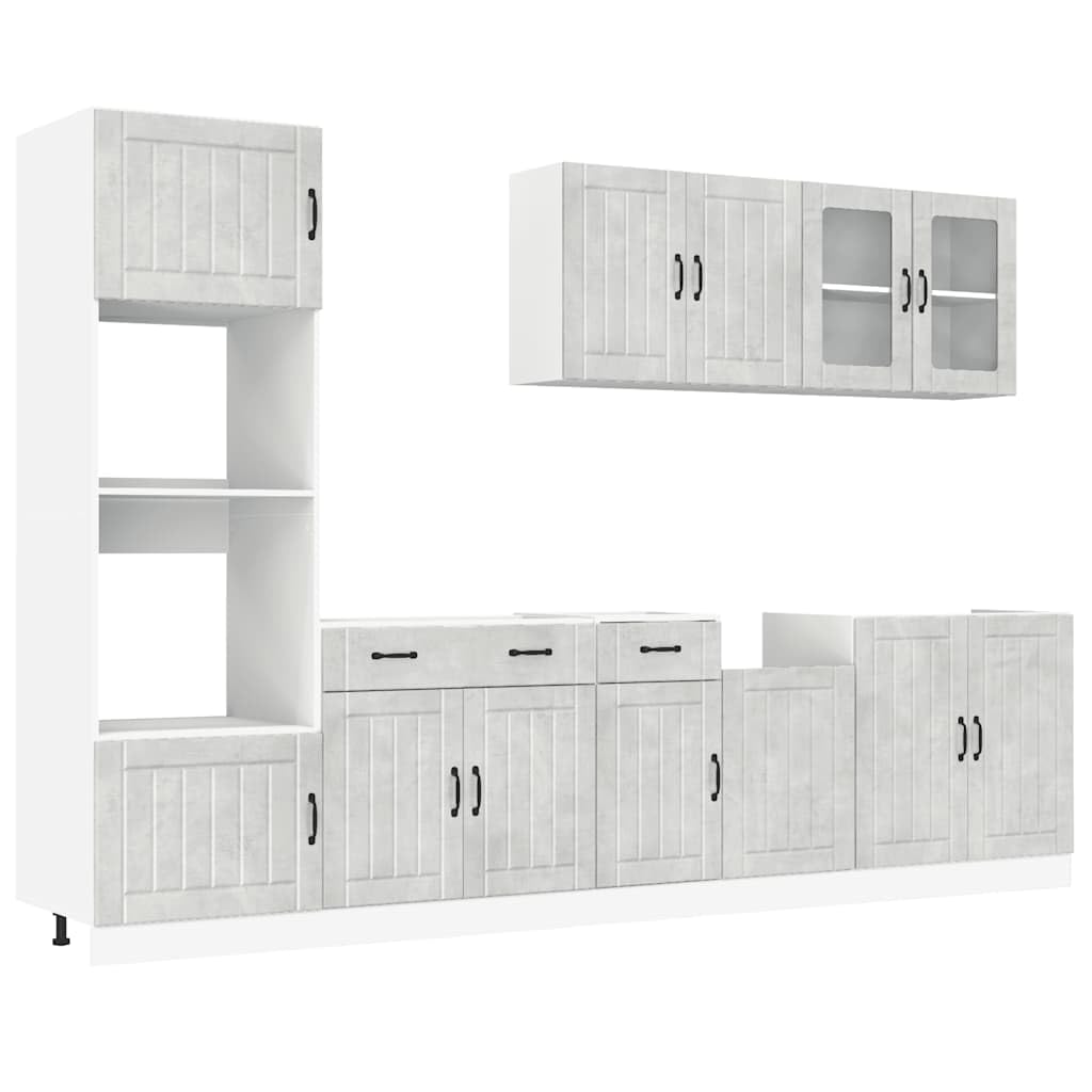 vidaXL Lucca Küchenschrank-Set 7-tlg. Betongrau Holzwerkstoff