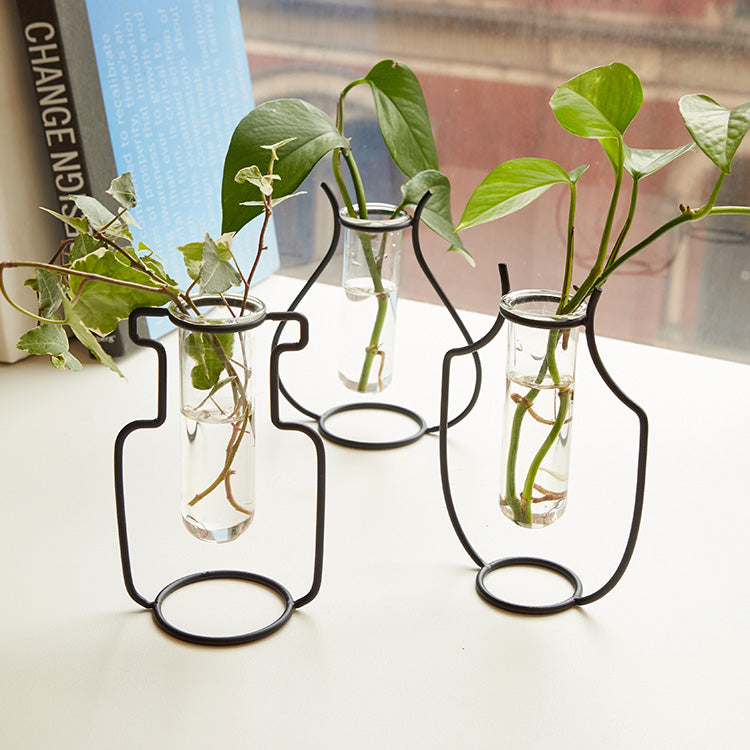 Kikkerland Home Geo Vase Vermehrungsstation Glas Holz