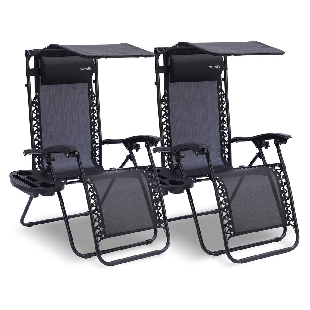 Serenelife Furniture Zero Gravity Stuhl Set Schwarz 2tlg
