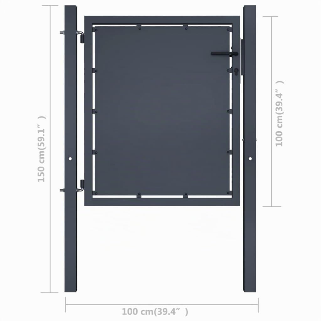 vidaXL Gartentor Stahl 100x100 cm Anthrazit mit Schloss