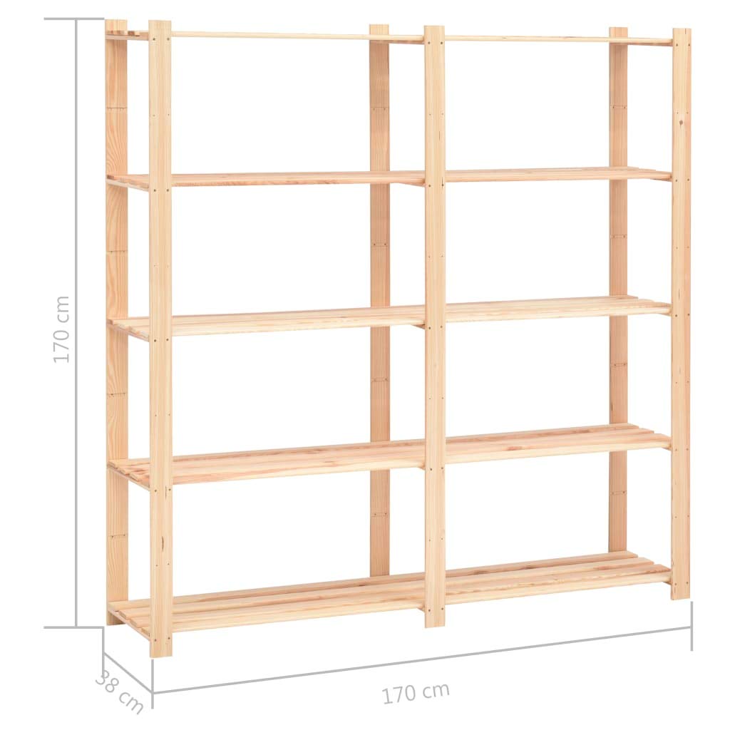 vidaXL Lagerregal Kiefer Massiv 5 Böden 170x38x170cm 500kg
