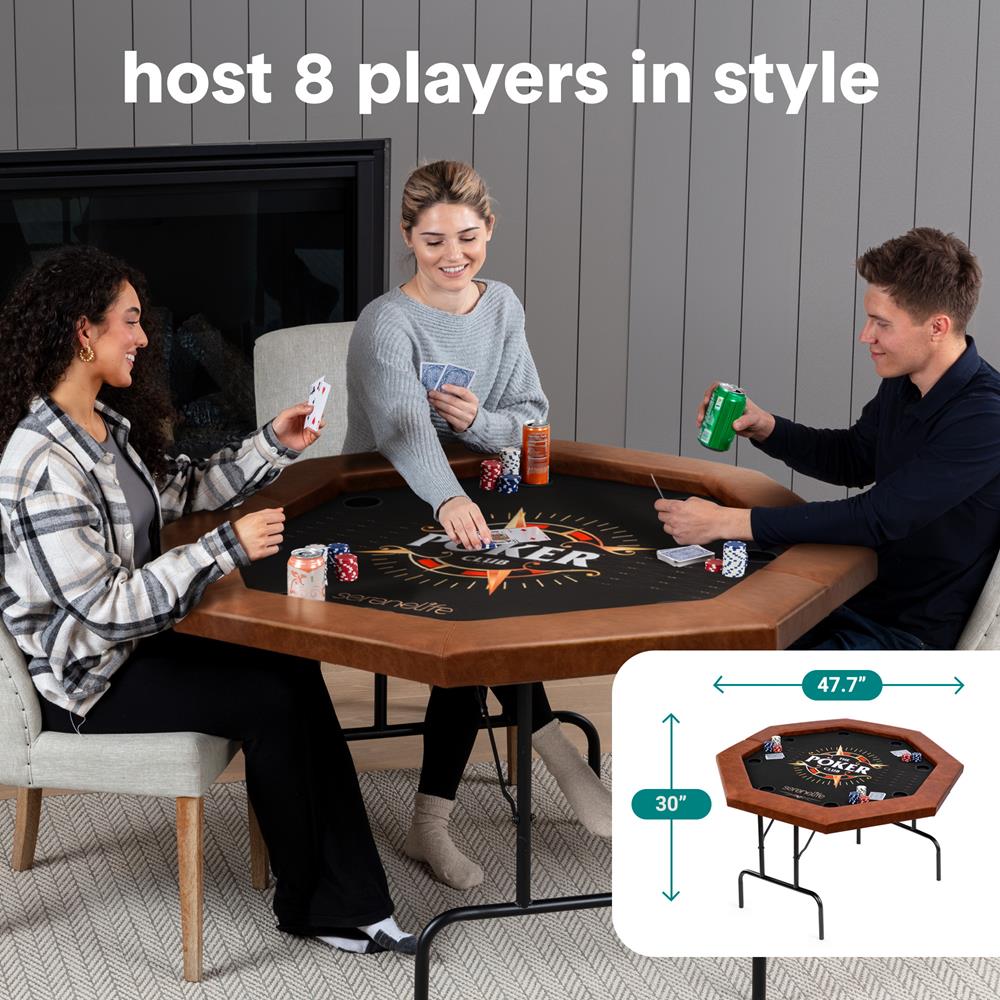 Serenelife Game Tables Pokertisch 122cm 8 Pers. klappbar
