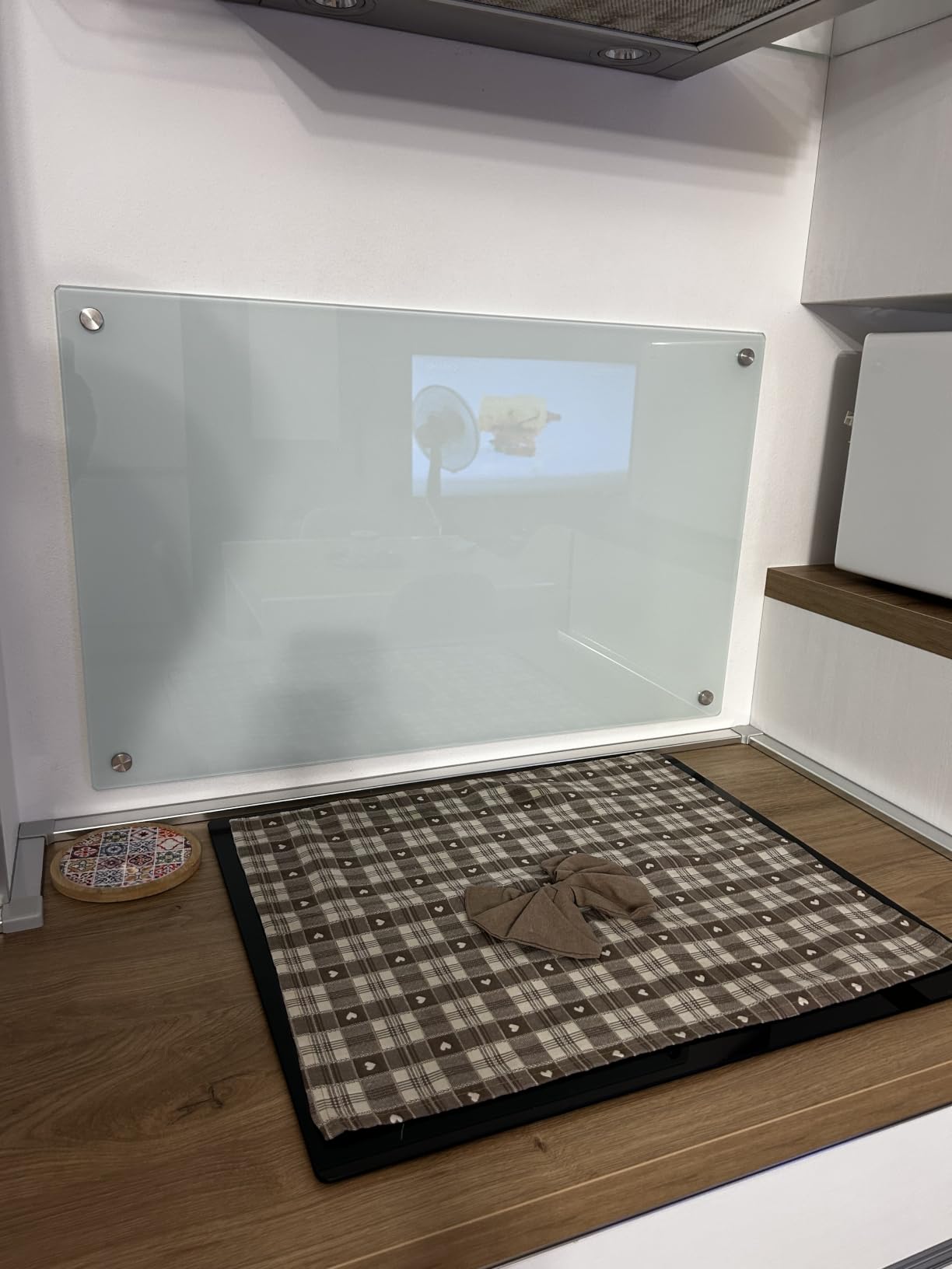 vidaXL Heim & Garten Küchenrückwand Hartglas 70x40 Milchweiß