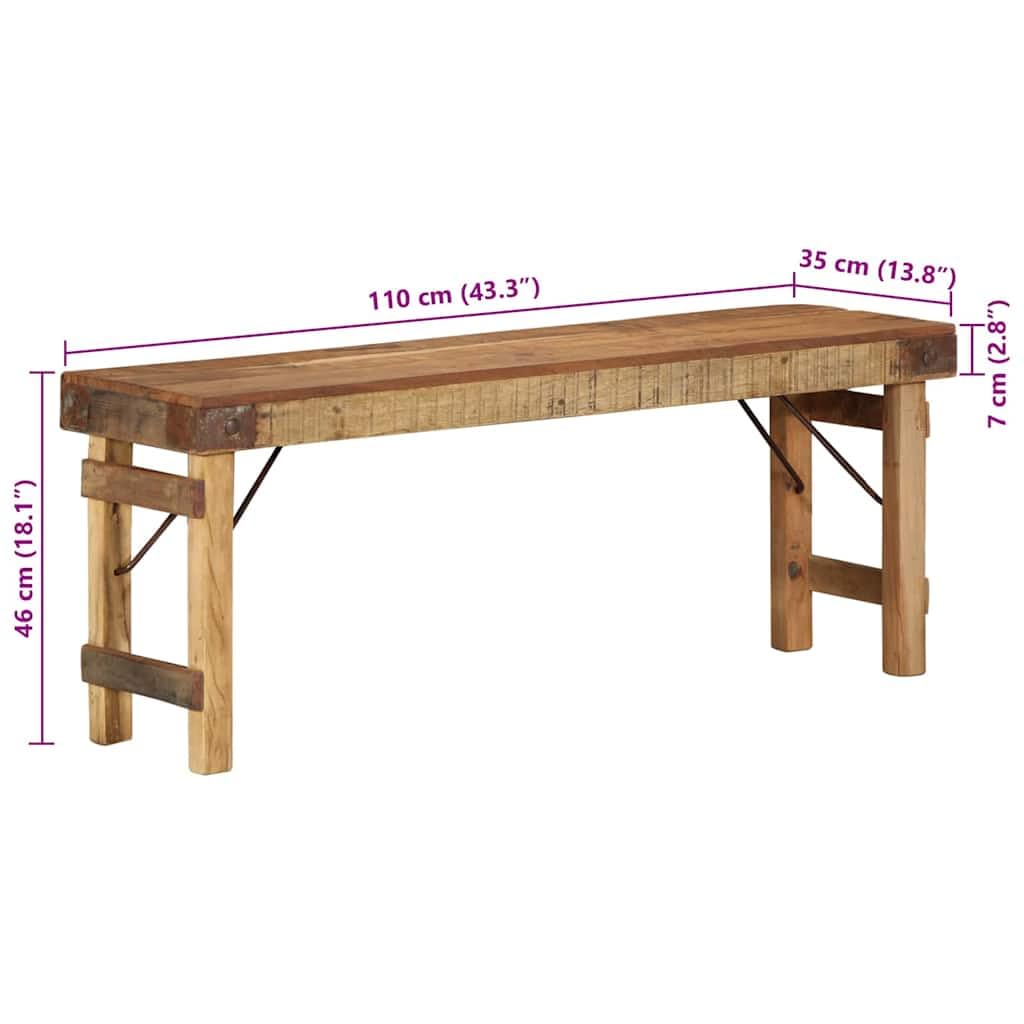 vidaXL Heim & Garten Bank Natur Holzbank 110 cm Altholz