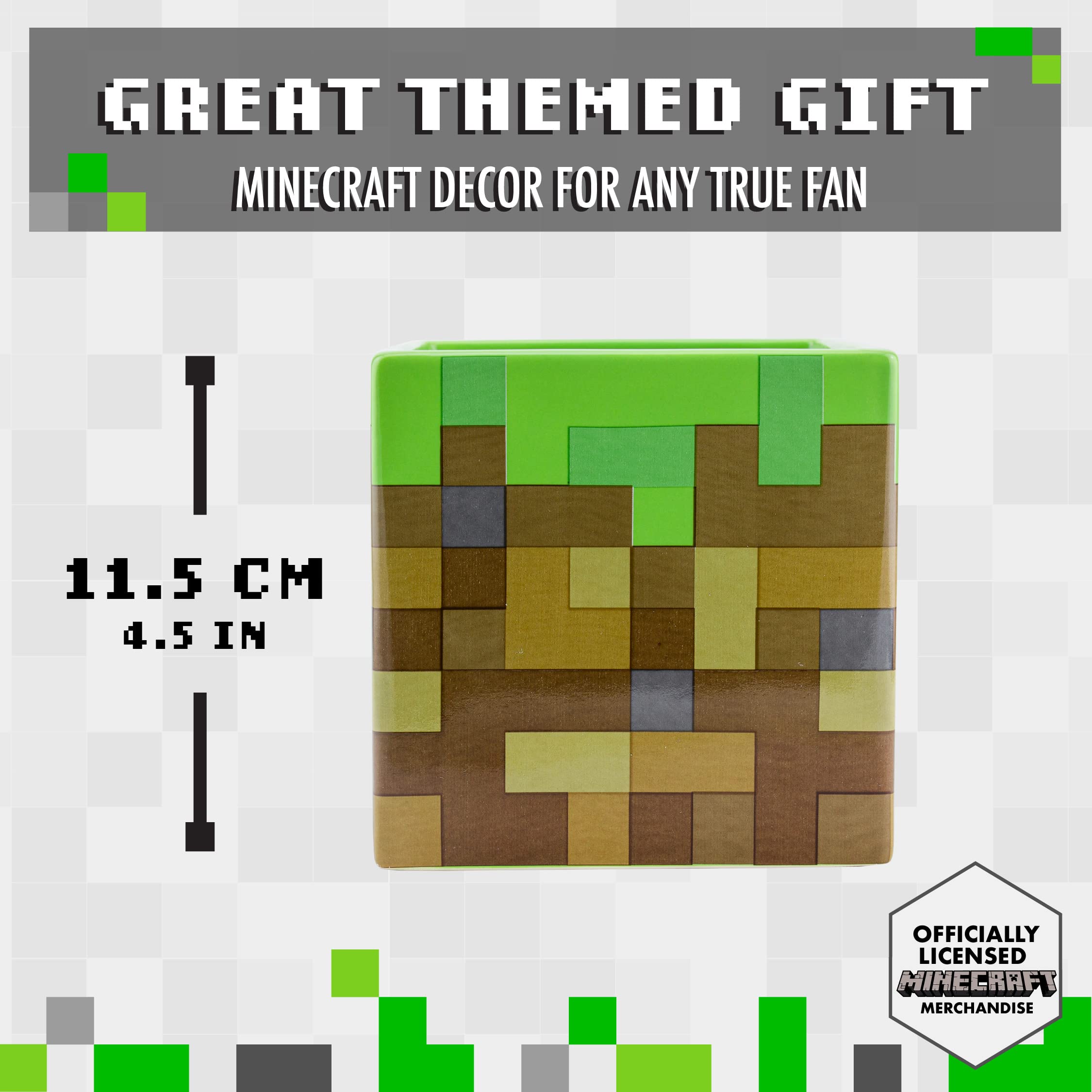 Paladone Minecraft Grasblock Blumentopf Stiftehalter Keramik 11,5cm