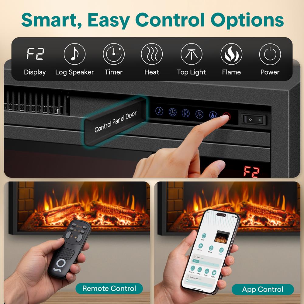 Serenelife Heater Wandkamin Elektroheizung 1500W WiFi Schwarz