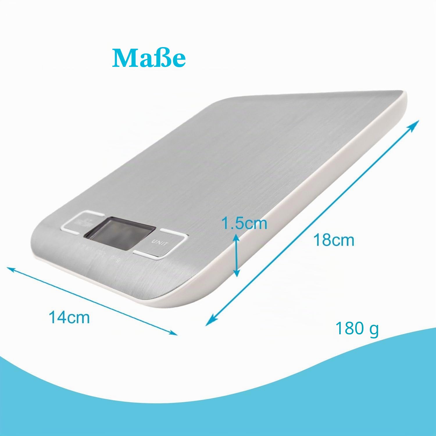 Intirilife Digitale Küchenwaage 5 kg Silber Edelstahl Tara