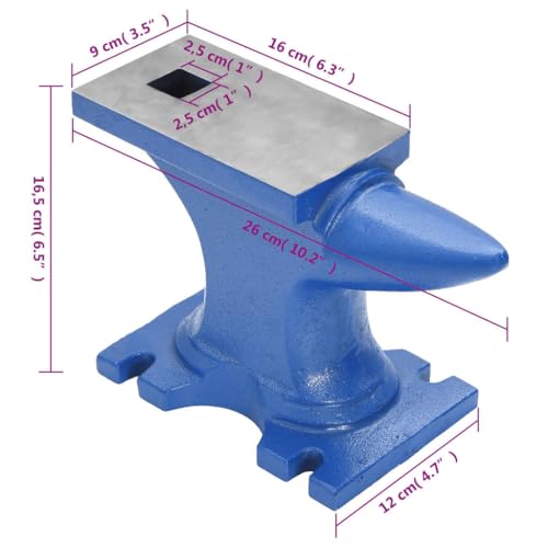 vidaXL Amboss 10,9 kg Schmiedeamboss Gusseisen Blau Horn