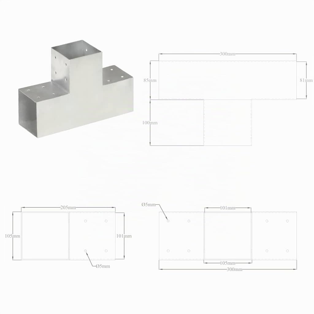 vidaXL Heim & Garten Pfostenverbinder T-Form 101x101mm 4er