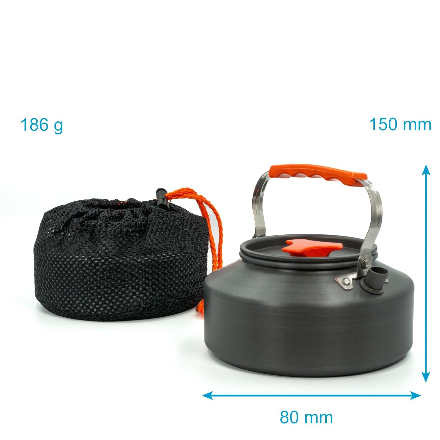 Intirilife Camping Wasserkocher 1,1 L Orange Aluminium Teekessel