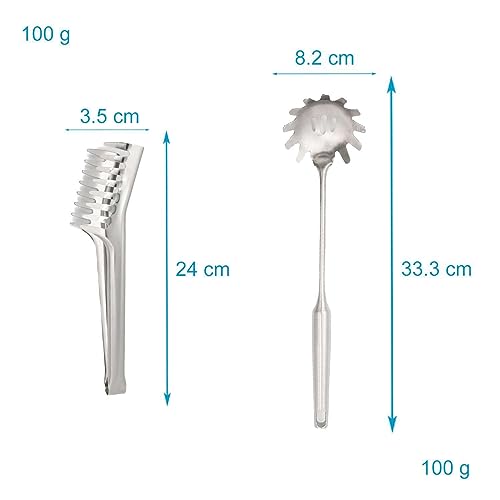 Intirilife Spaghettilöffel Set Edelstahl 2er Nudelzange