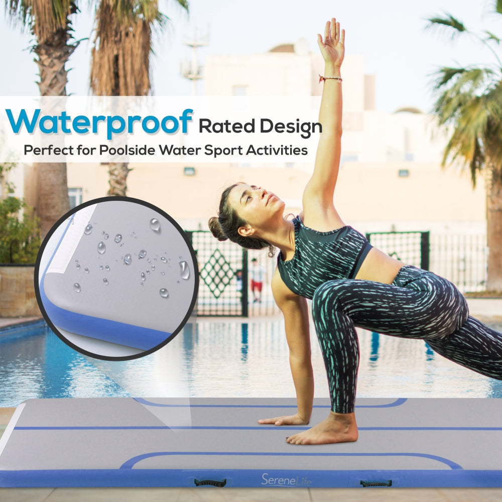 Serenelife Fitness Airtrack Turnmatte Blau 300x100cm