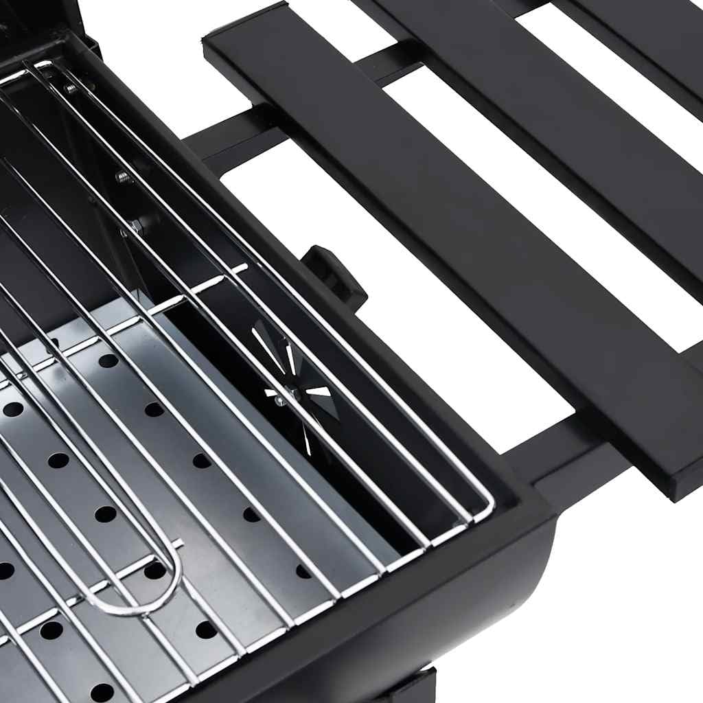 vidaXL Grillwagen Holzkohlegrill Schwarz Stahl mit Rädern
