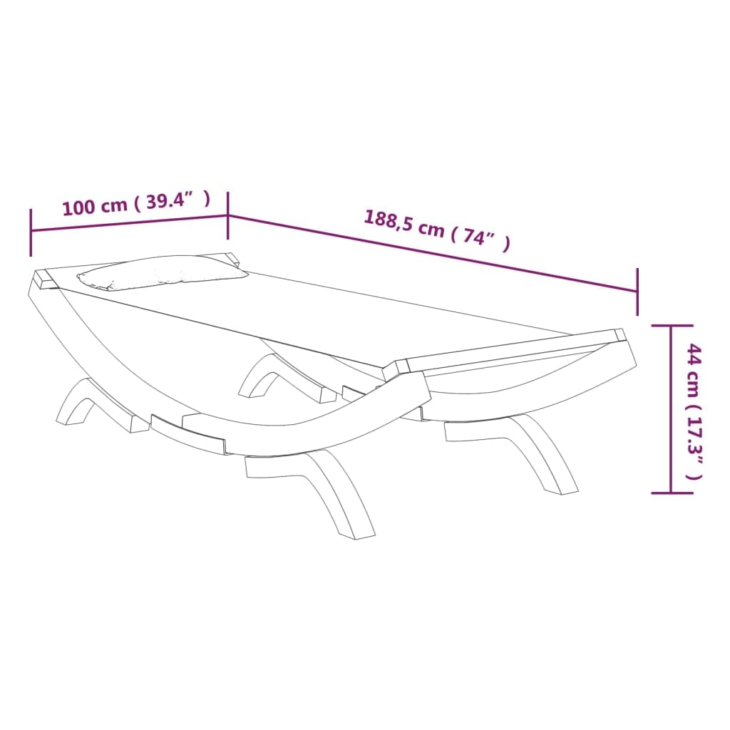 vidaXL Bugholz Loungebett Sonnenliege Creme 100x188,5cm Massivholz