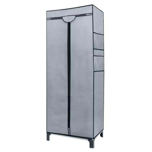 Intirilife Faltschrank 68x45x175cm Grau Stoff mit Stange