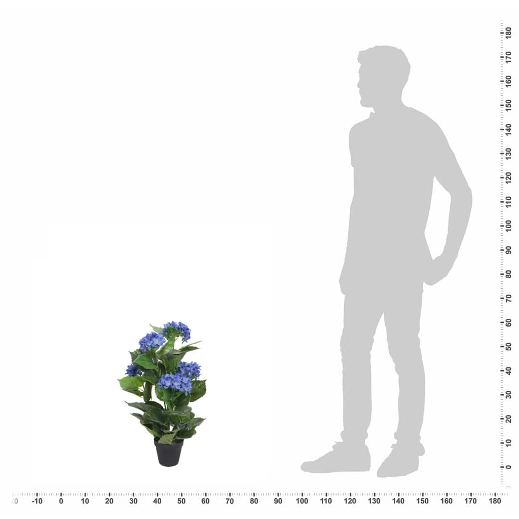 vidaXL Künstliche Hortensie 60cm Topf Blau 5 Blüten