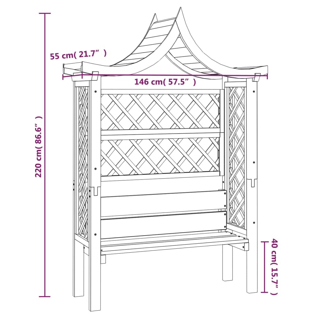 vidaXL Heim & Garten Pergola Kiefer mit Bank imprägniert