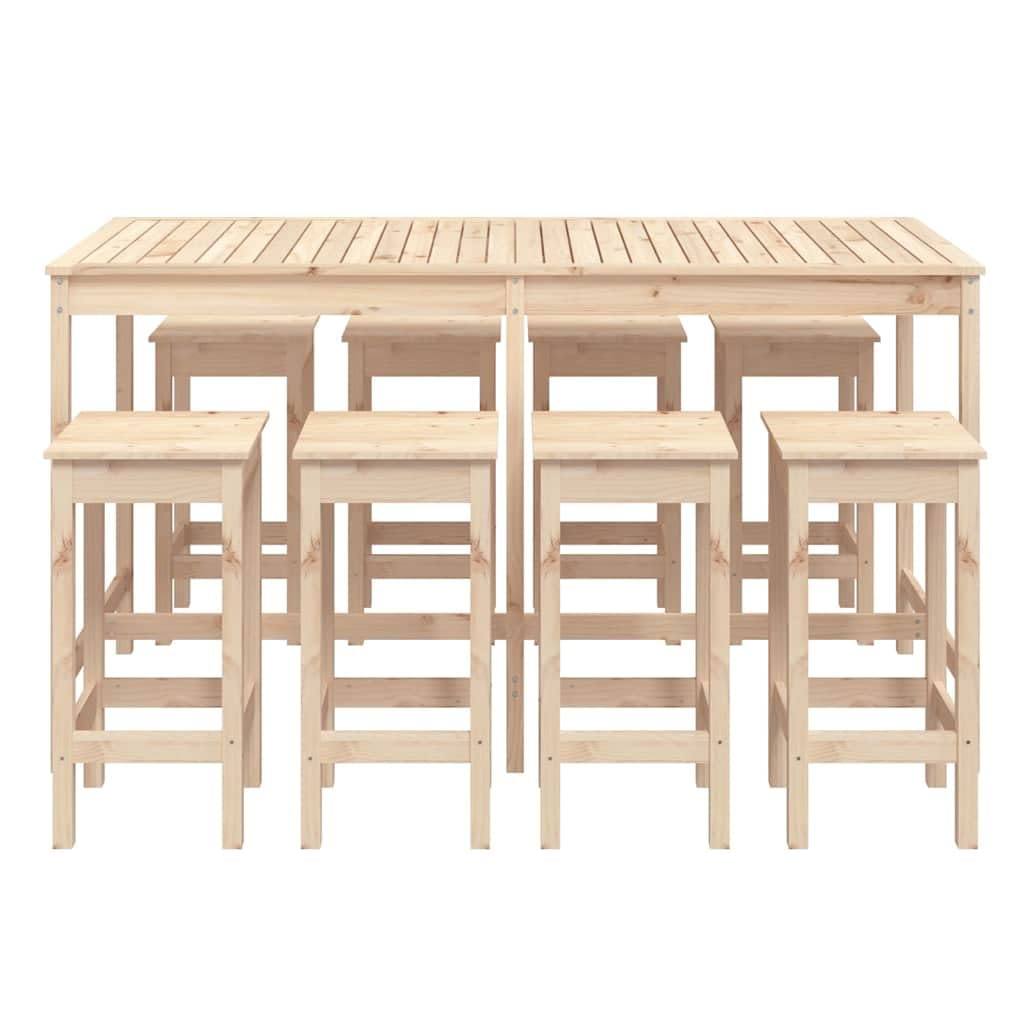 vidaXL 9-tlg. Gartenbar-Set Bartisch Kiefer 8 Hocker