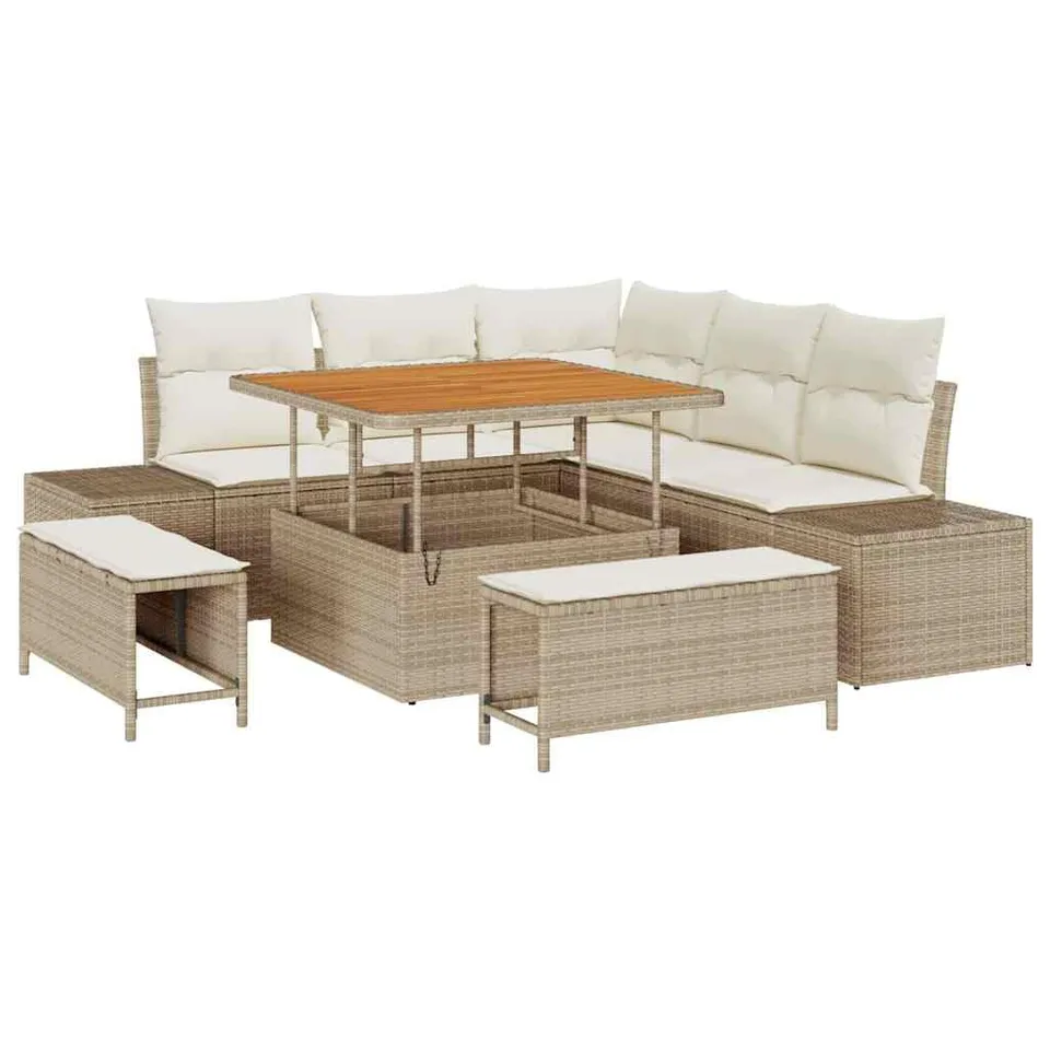 vidaXL Heim & Garten Gartensofa-Set 8-tlg Beige Stauraum