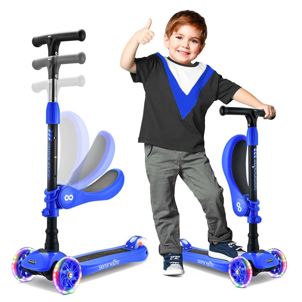 Serenelife Scooters Kinderroller 3-Rad Blau mit Sitz