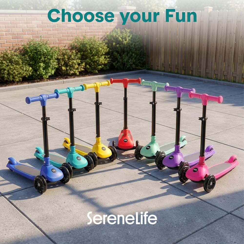 Serenelife Scooters Kinderroller 3 Räder LED Blau mit Sitz