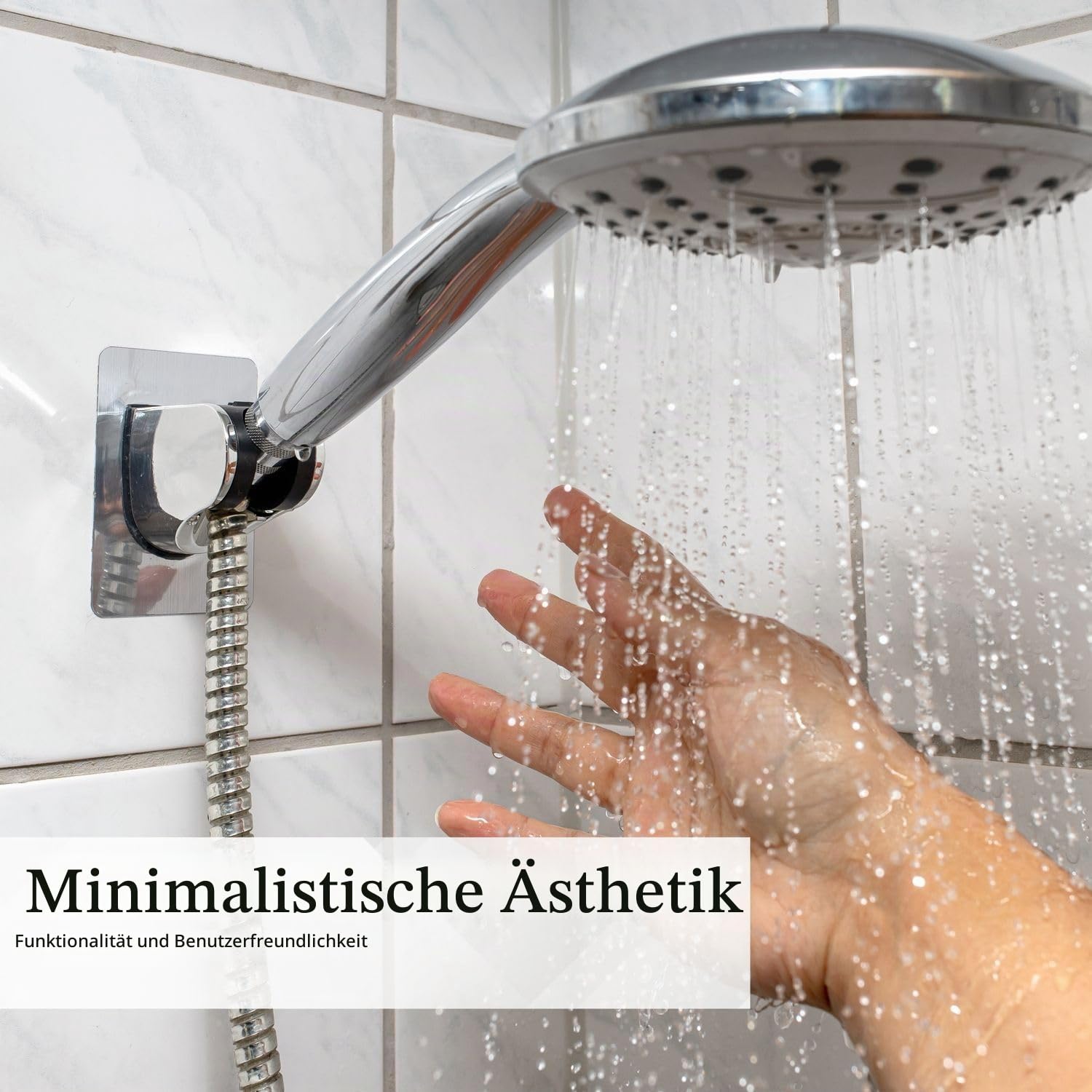 Intirilife Handbrause Halterung Chrom ohne Bohren verstellbar