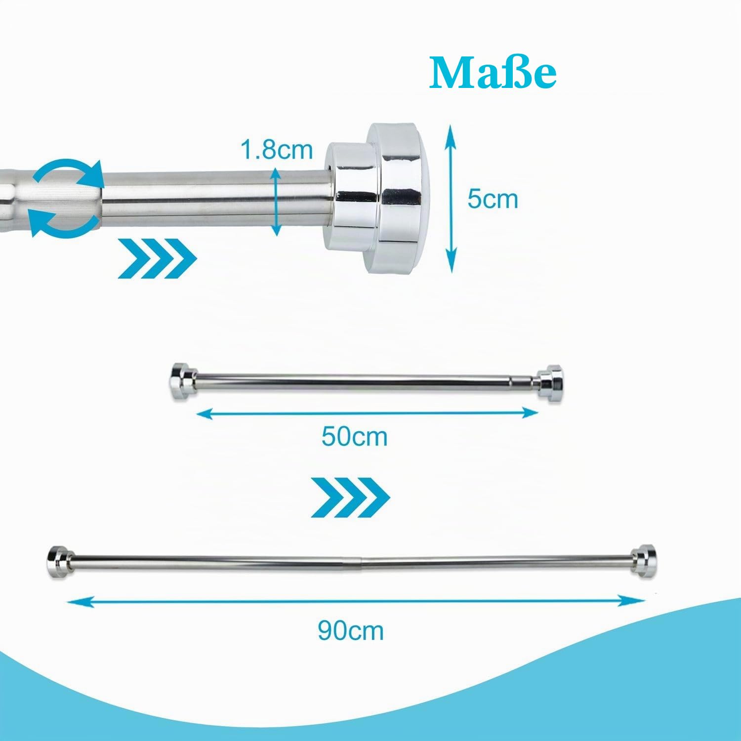 Intirilife Teleskopstange Edelstahl Silber 55-85 cm
