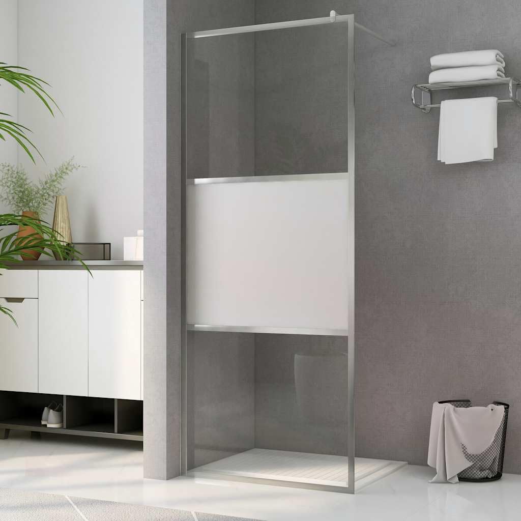 vidaXL Duschwand begehbar 80x195 cm ESG-Glas halbmattiert Alu