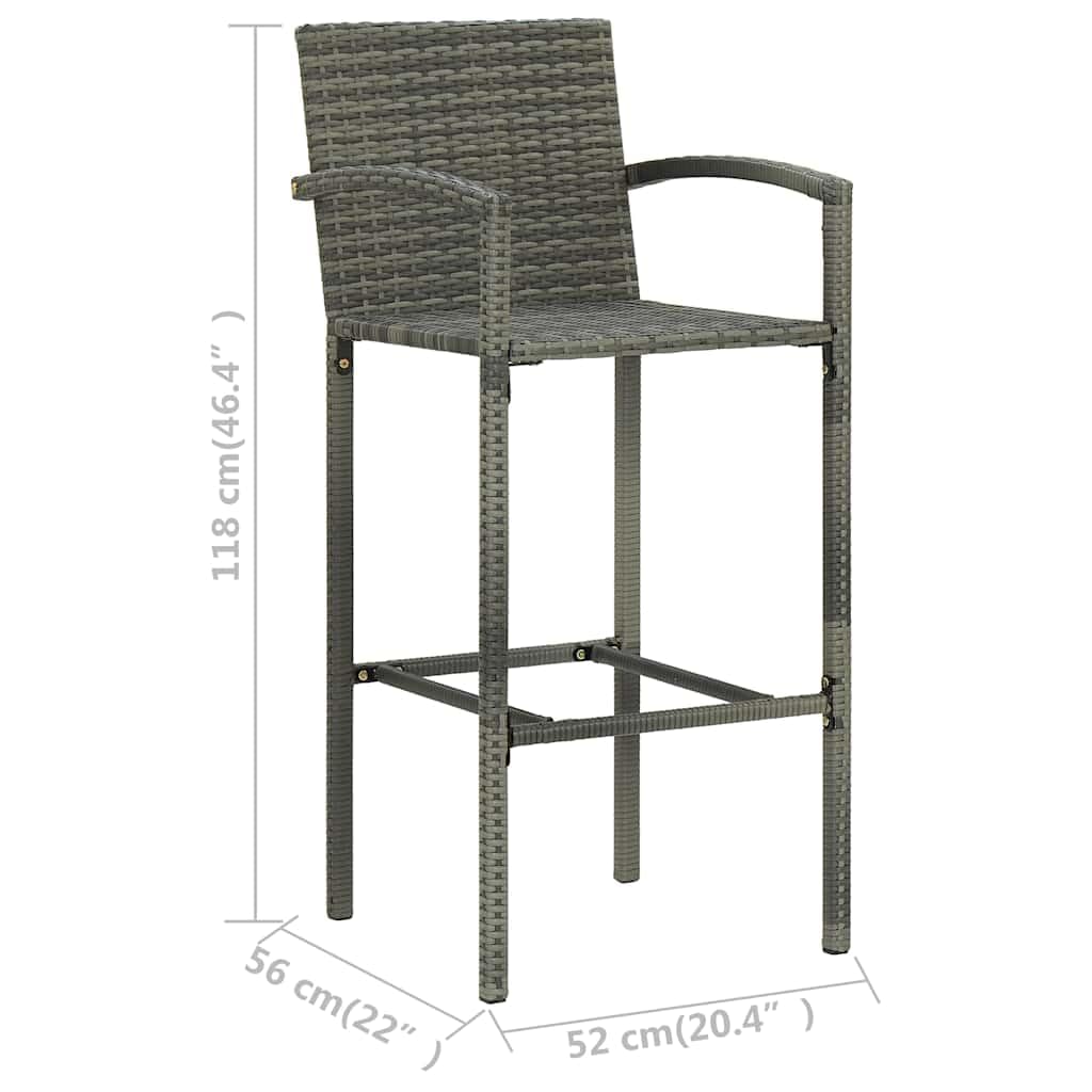 vidaXL Heim & Garten Gartenbar-Set 5-tlg grau Rattan