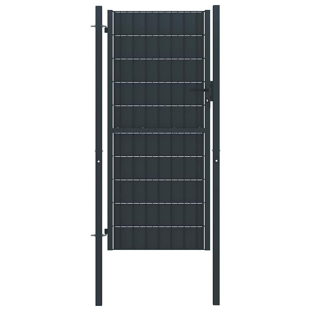 vidaXL Gartentor PVC Stahl 100x124 cm anthrazit
