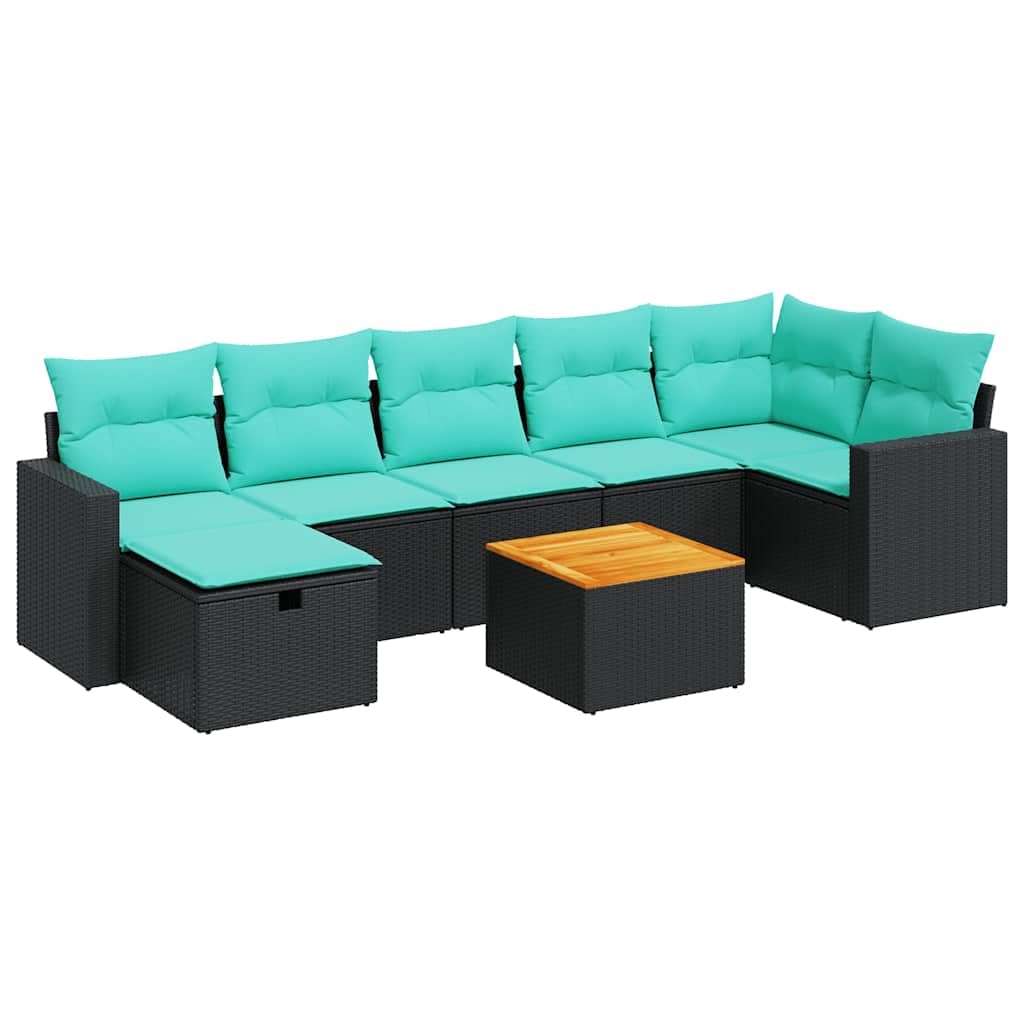 vidaXL Heim & Garten 8-tlg Garten-Sofagarnitur Schwarz Poly Rattan